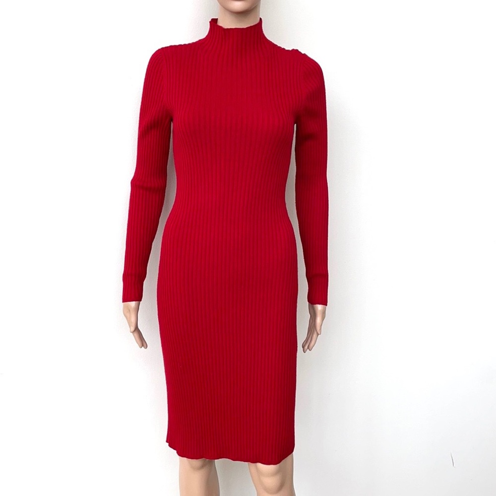 LAUREN RALPH LAUREN RED SWEATER DRESS,S